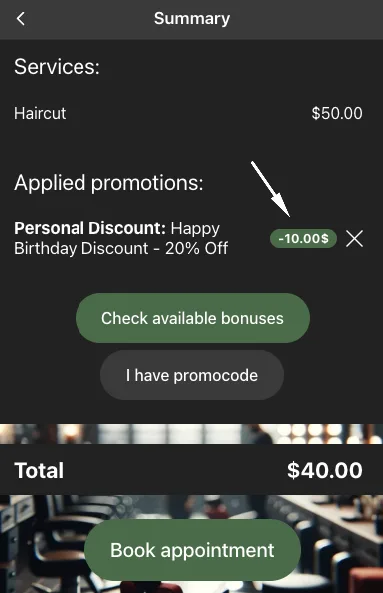 Birthday bonus applied