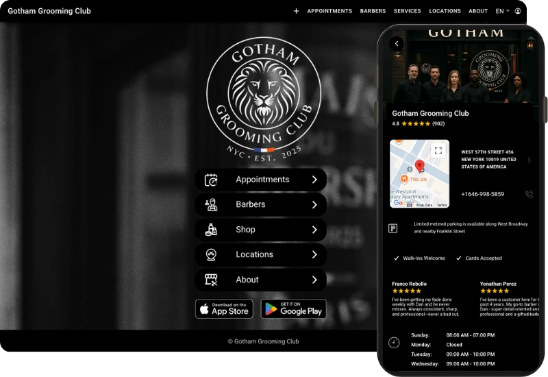Barbershop booking website from Google